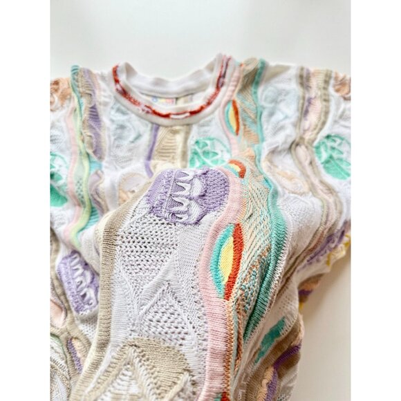 Vintage 90's COOGI White Pastel Easter Egg Cotton Knit Sweater, Size S - Picture 9 of 12